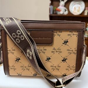 Beverly Hills Polo Club Tan & Brown Logo Crossbody